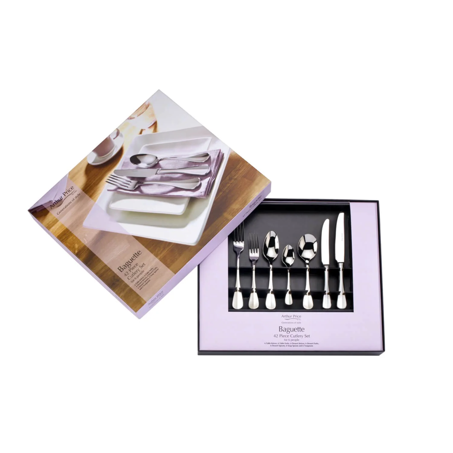 Arthur Price Baguette Stainless Steel Cutlery Set - 42-Piece - Image 3