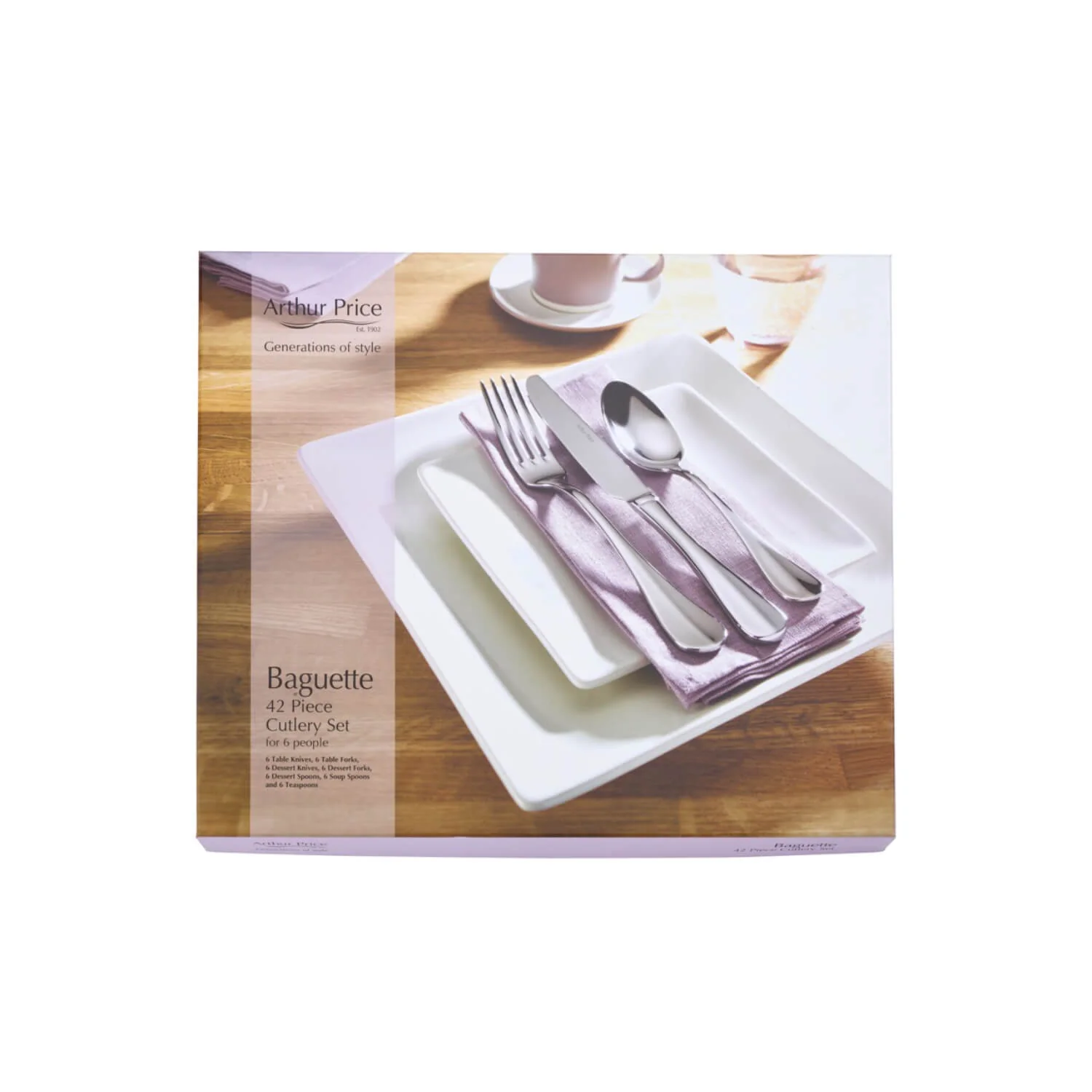 Arthur Price Baguette Stainless Steel Cutlery Set - 42-Piece - Image 4