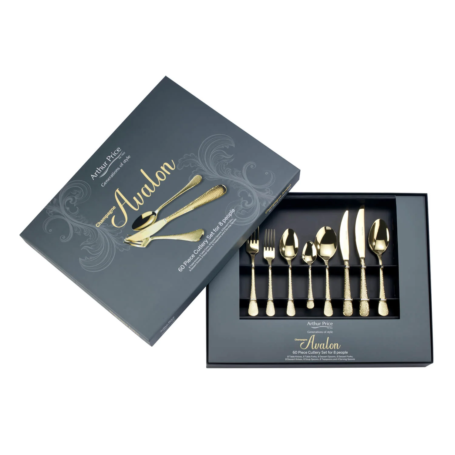 Arthur Price Champagne Avalon Stainless Steel Cutlery Set - 60-Piece - Image 2