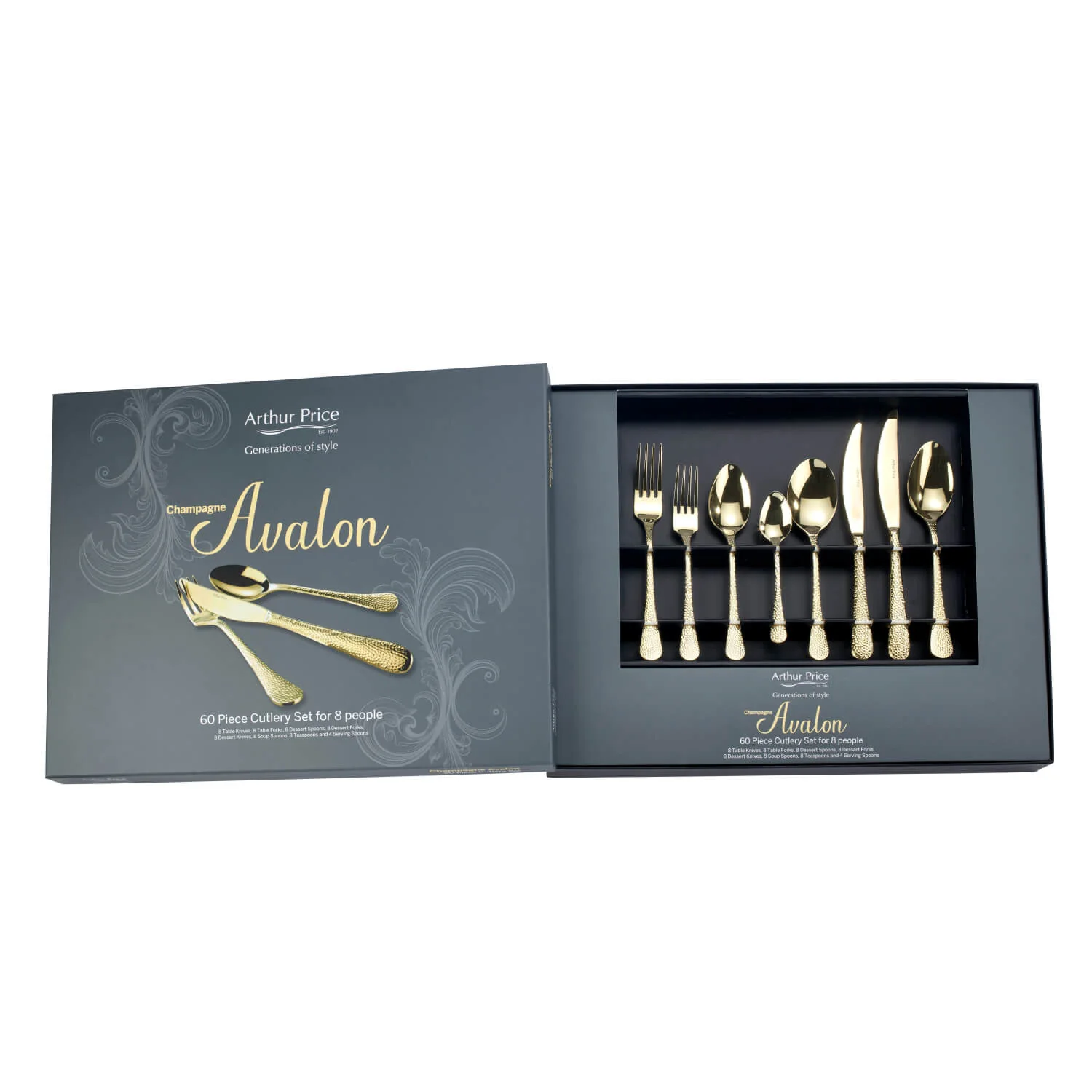 Arthur Price Champagne Avalon Stainless Steel Cutlery Set - 60-Piece - Image 5