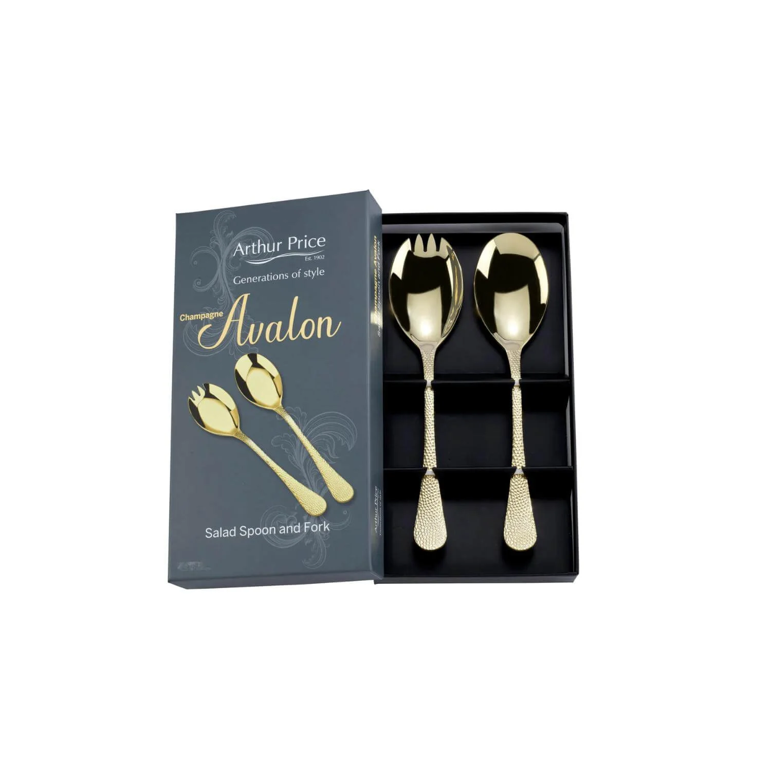 Arthur Price Champagne Avalon Stainless Steel Fork & Spoon Salad Serving Set - Image 3