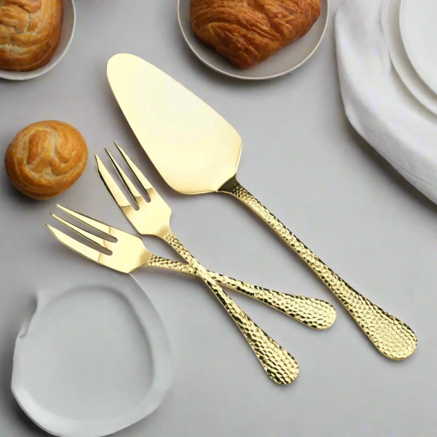 Arthur Price Champagne Avalon Stainless Steel Pastry Fork & Server Set - 7-Piece - Image 6