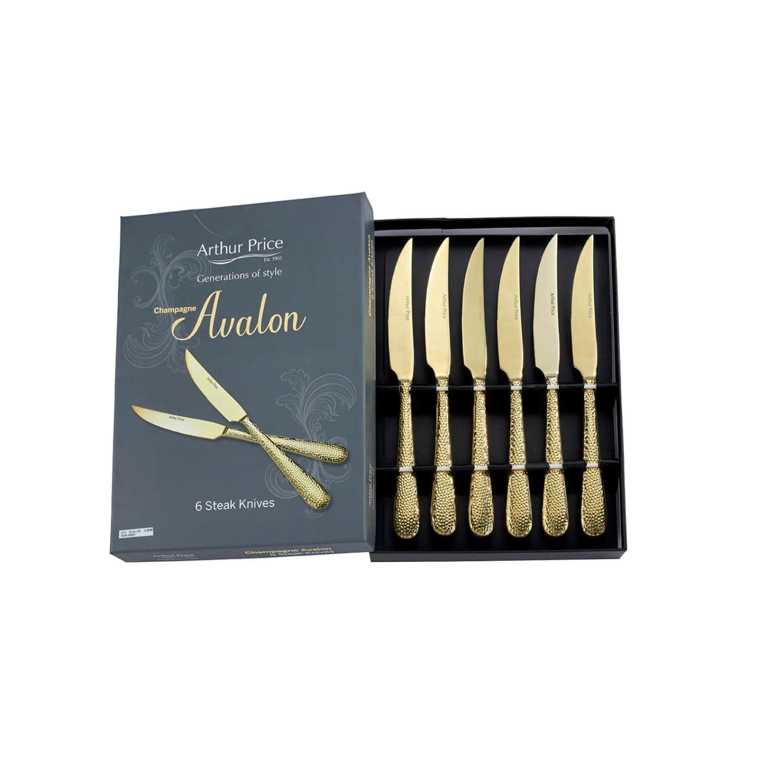 Arthur Price Champagne Avalon Stainless Steel Steak Knives - Set of 6 - Image 3