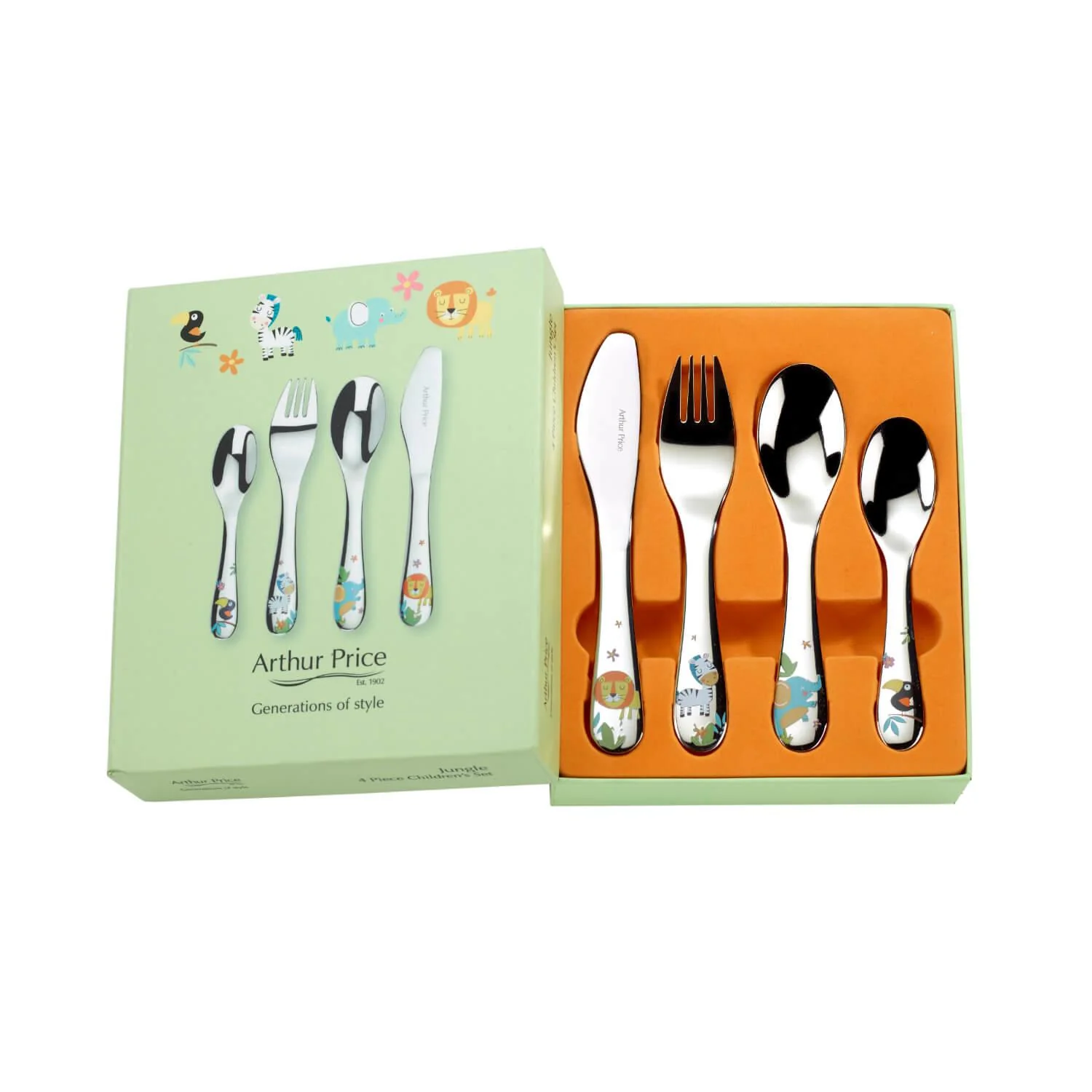 Arthur Price Cherish 4 Piece Childrens Cutlery Set - Jungle - Image 2