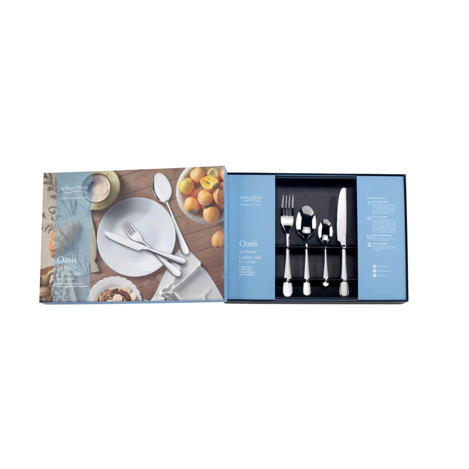 Arthur Price Oasis Stainless Steel Cutlery Set - 24-Piece - Image 6