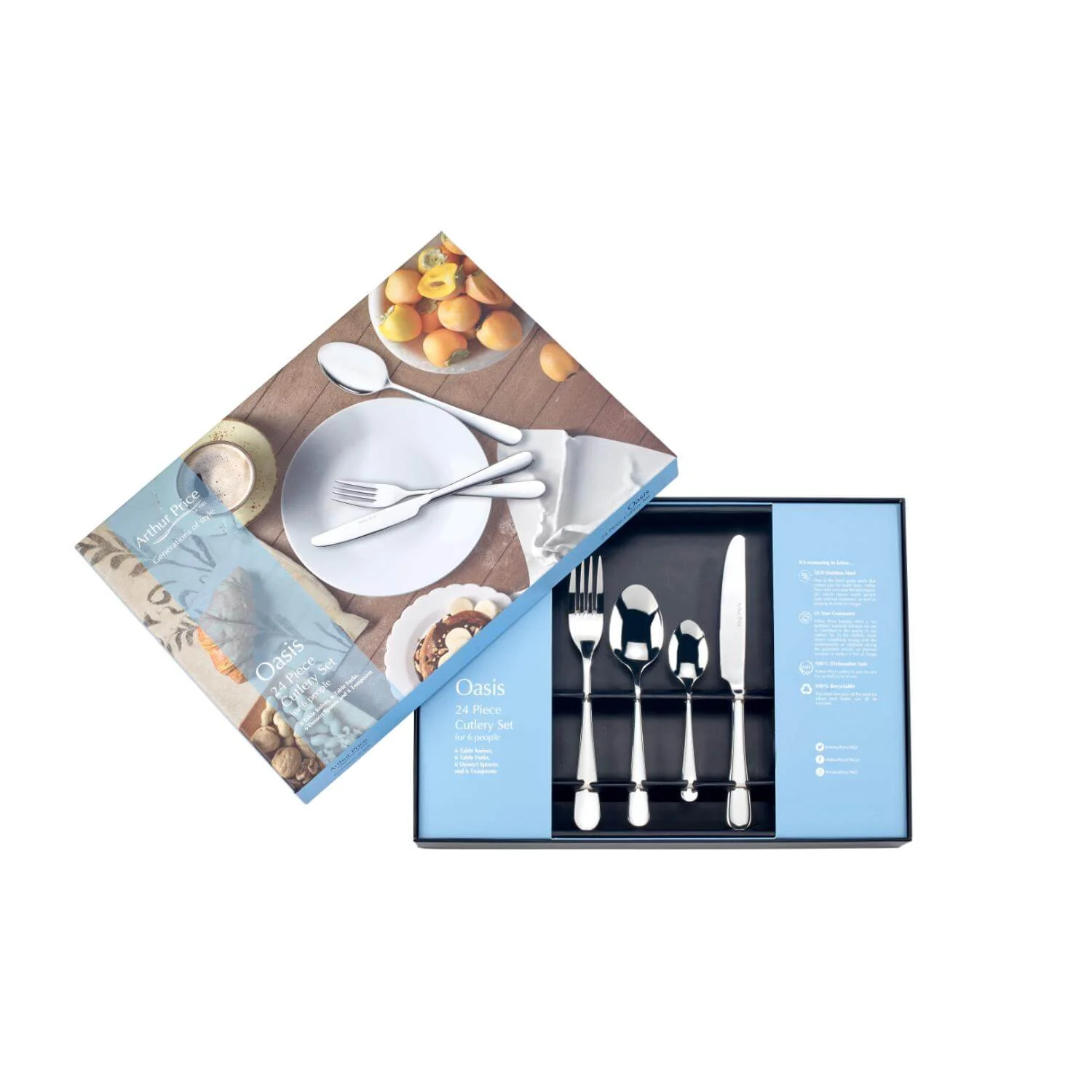 Arthur Price Oasis Stainless Steel Cutlery Set - 24-Piece - Image 7