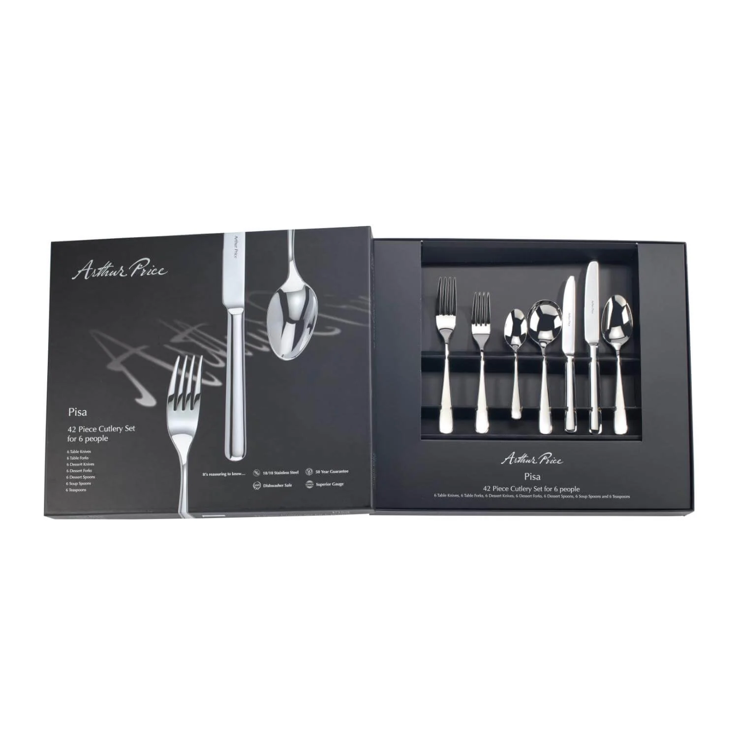 Arthur Price Pisa Stainless Steel Cutlery Set - 42-Piece - Image 3