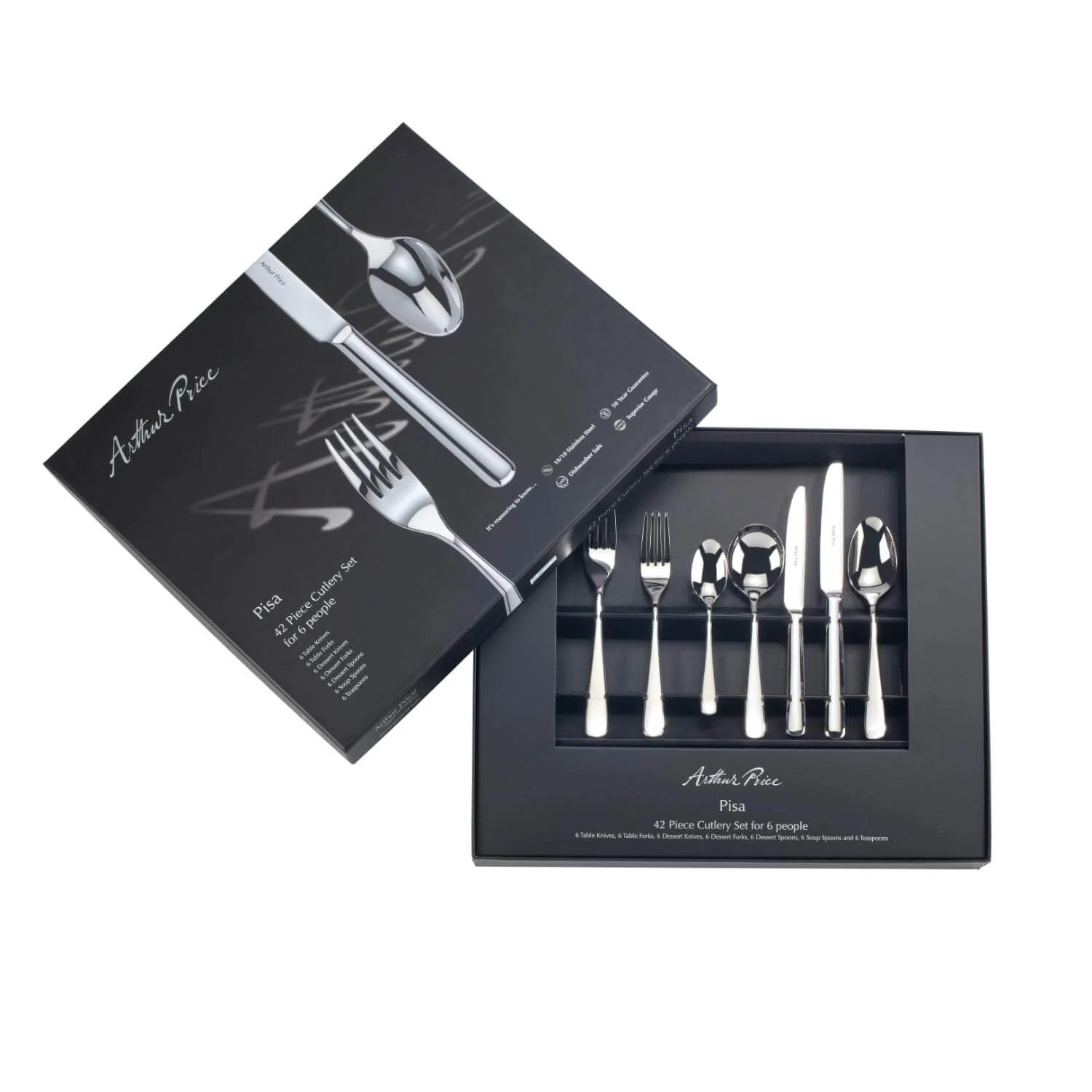 Arthur Price Pisa Stainless Steel Cutlery Set - 42-Piece - Image 4