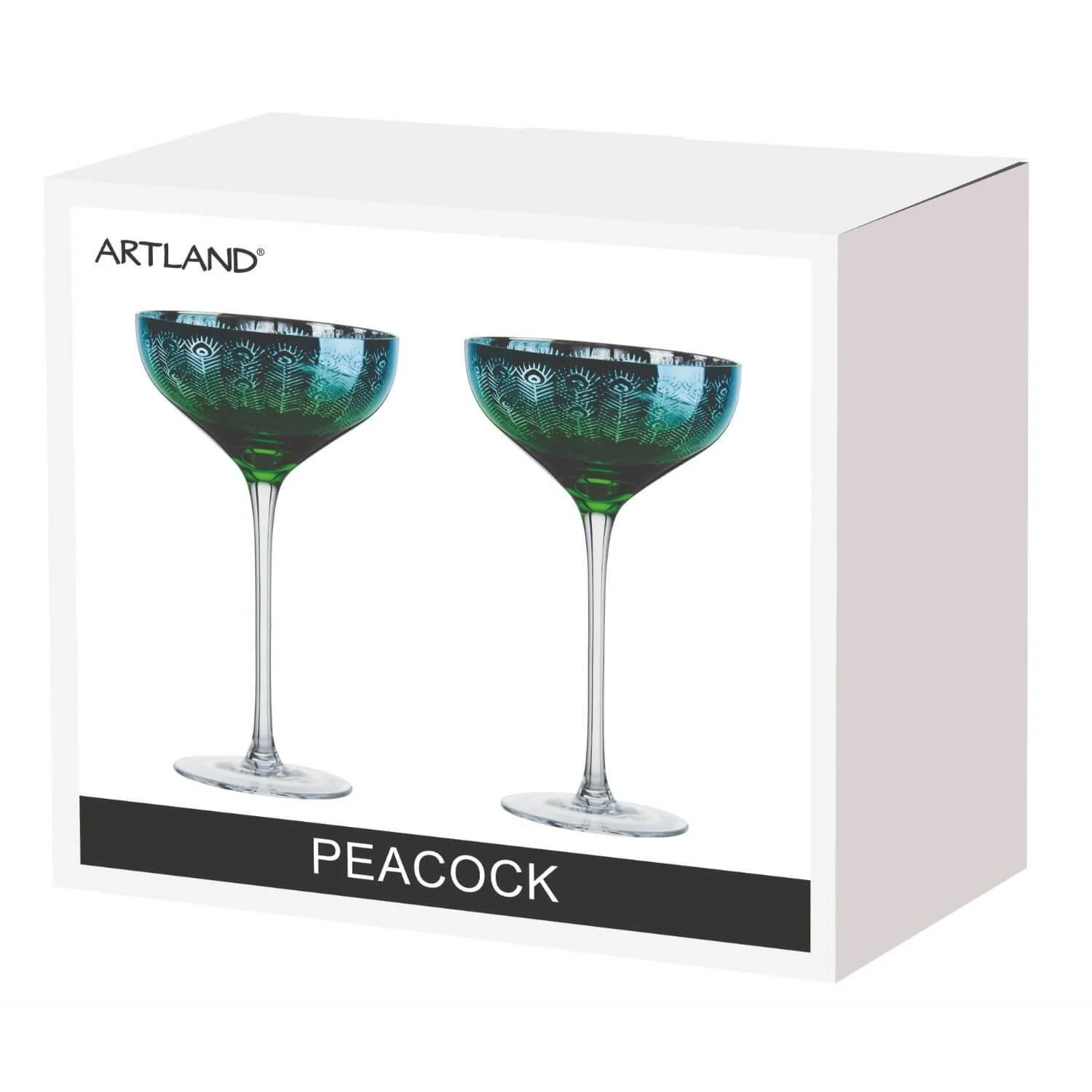 Artland Peacock 2 Piece Champagne Saucer Set - Image 3