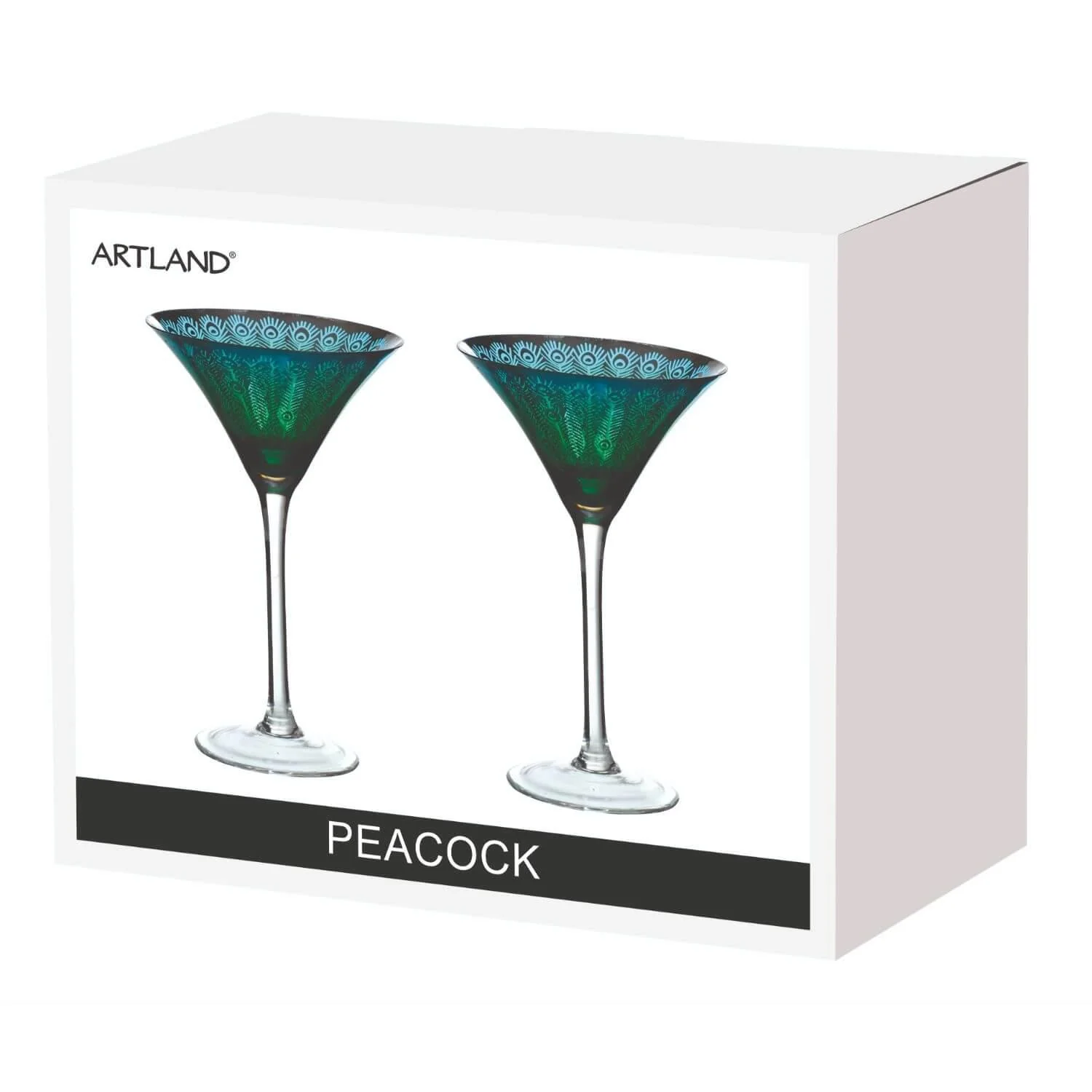 Artland Peacock 2 Piece Martini Glass Set - Image 3