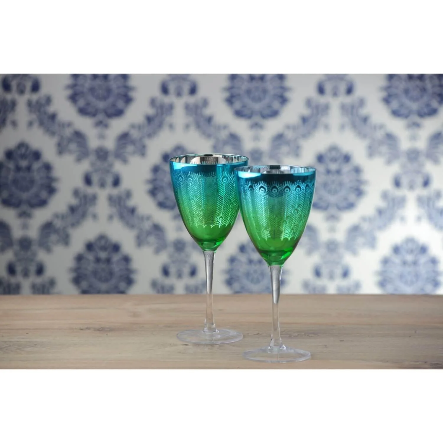 Artland Peacock 2 Piece Wine Glass Set - Image 2