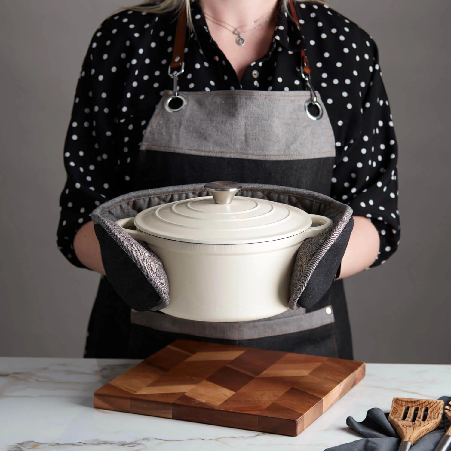 Barbary & Oak Denim Apron With Leather Detail - Image 6