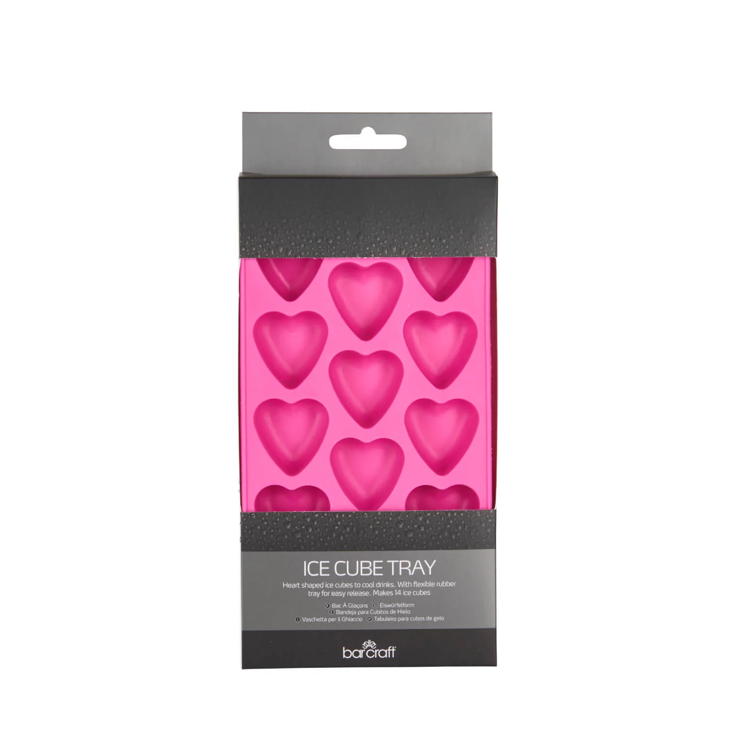 Barcraft Silicone Heart Ice Cube Tray - Pink - Image 2