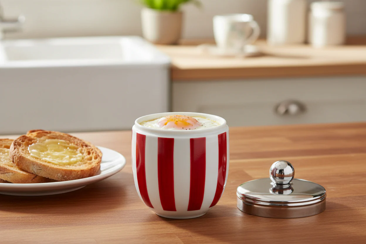 Bia International Porcelain Egg Coddler - Red Stripe - Image 3