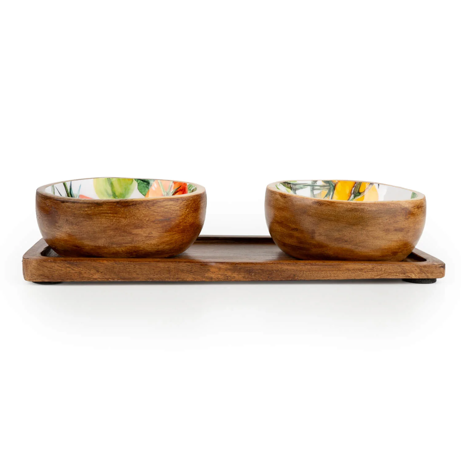 Candlelight 3-Piece Mango Wood Dipping Bowl Set - Tomato - Image 2