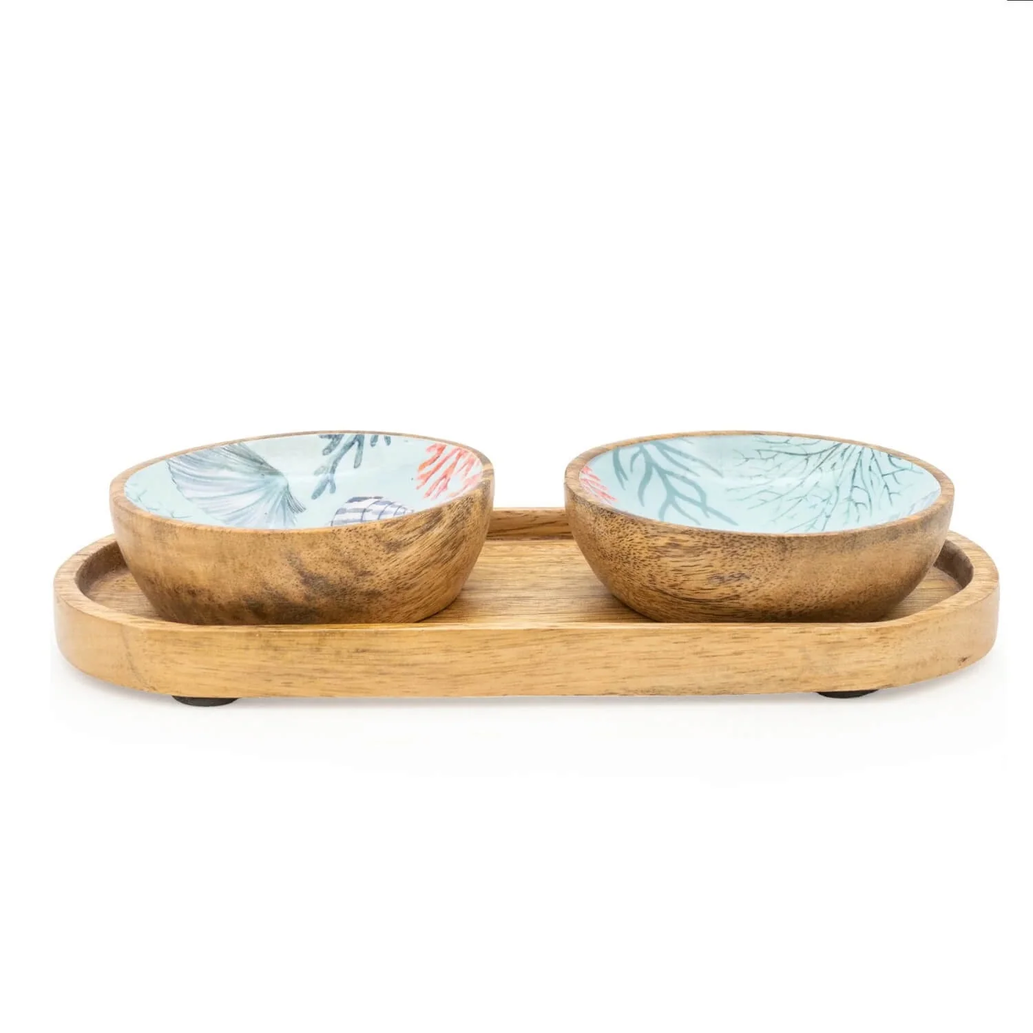 Candlelight 3-Piece Mango Wood Dipping Bowl Set - Coastal Shores