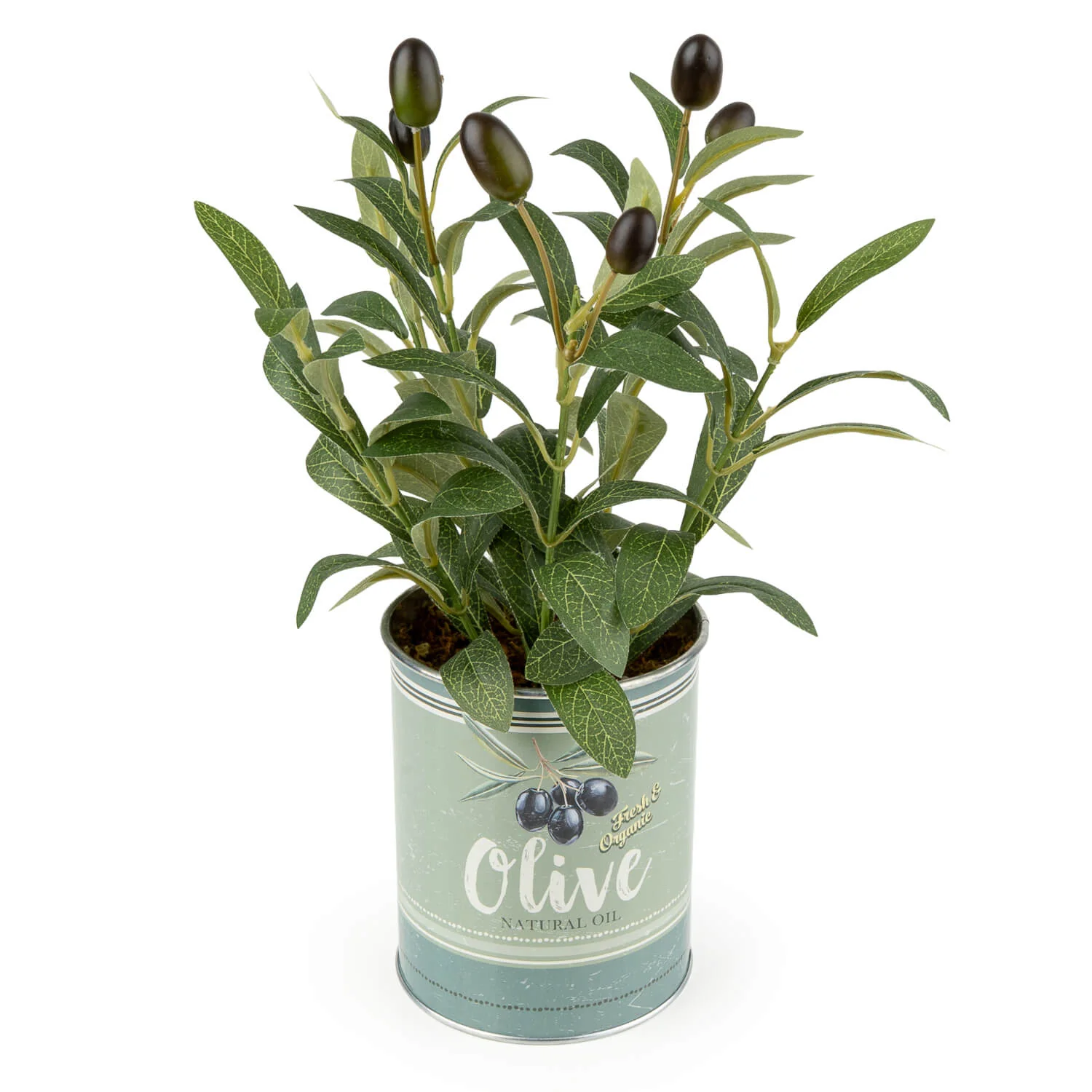 Candlelight Artificial Olive Plant In Tin Pot - Image 2