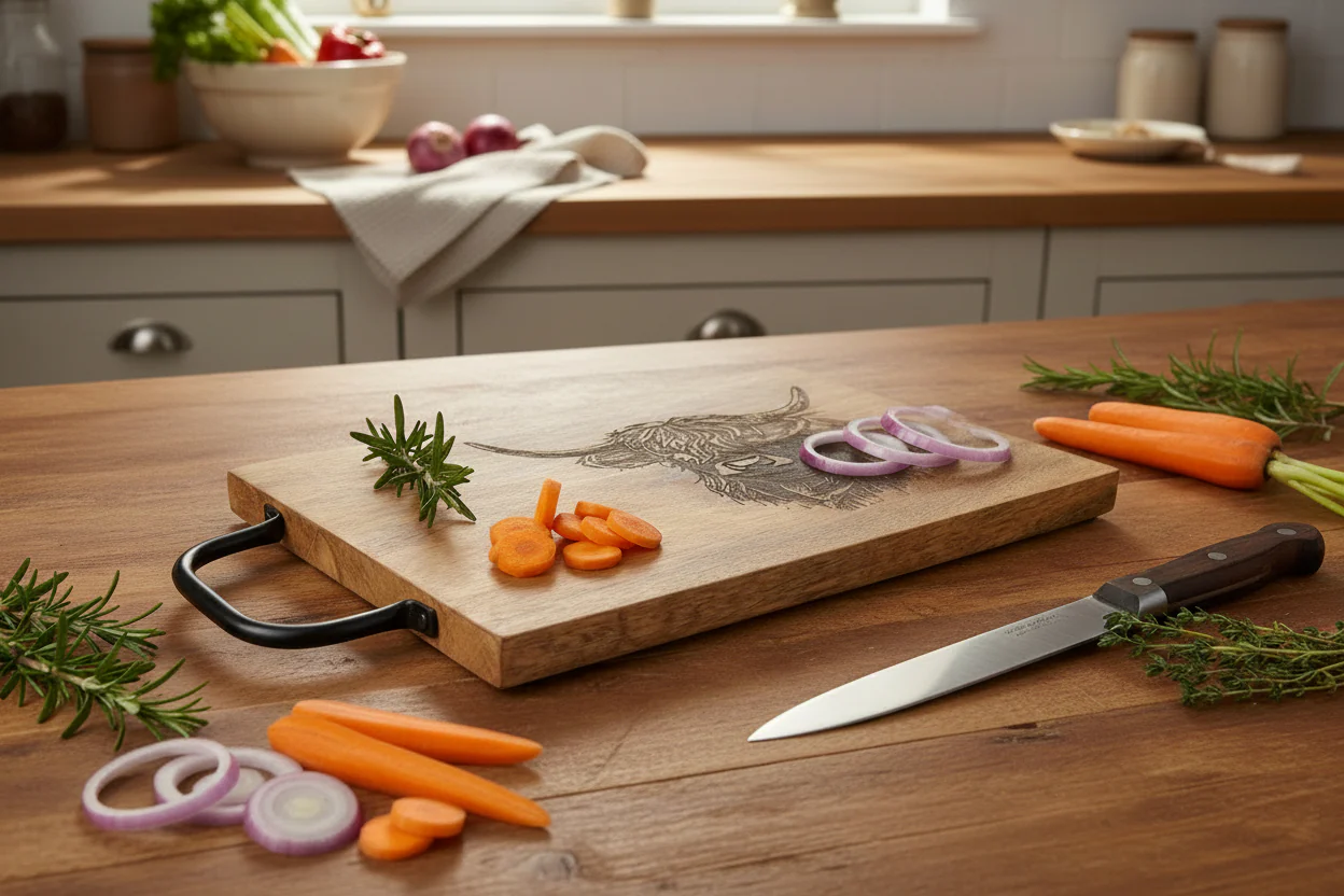 Candlelight Chopping Board - Highland Cow - Image 3