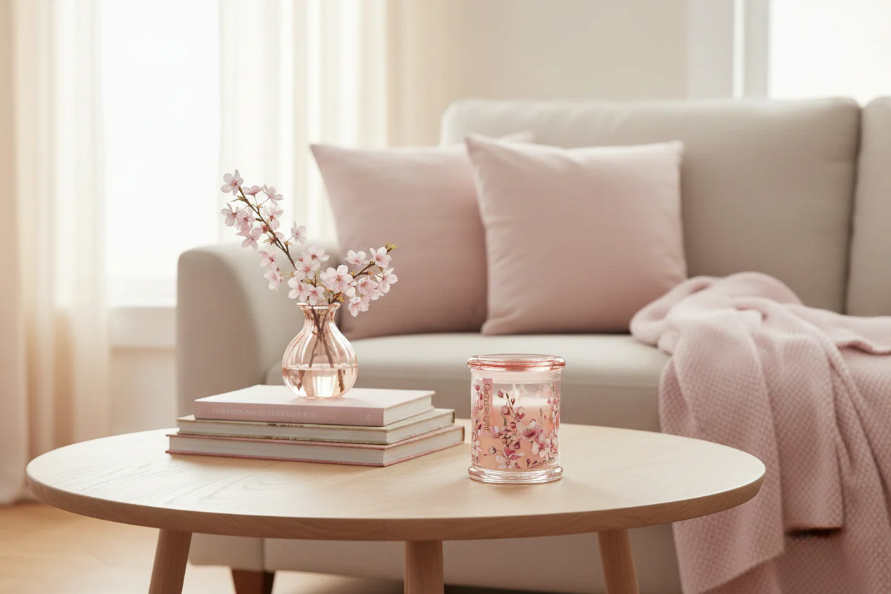 Candlelight Large Glass Scented Candle Jar - Cherry Blossom & Sakura - Image 4