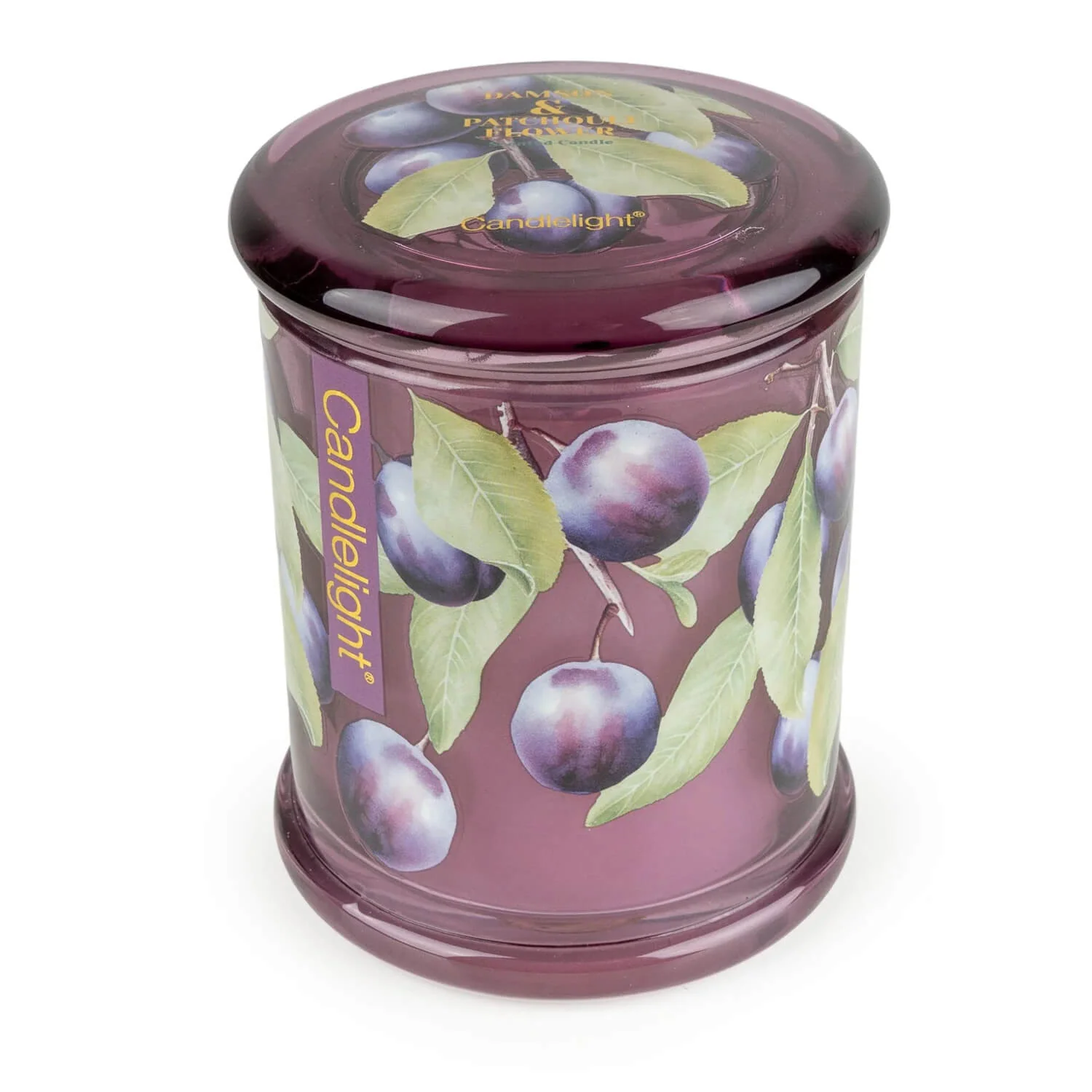 Candlelight Large Glass Scented Candle Jar - Damson & Patchouli Flower - Image 2