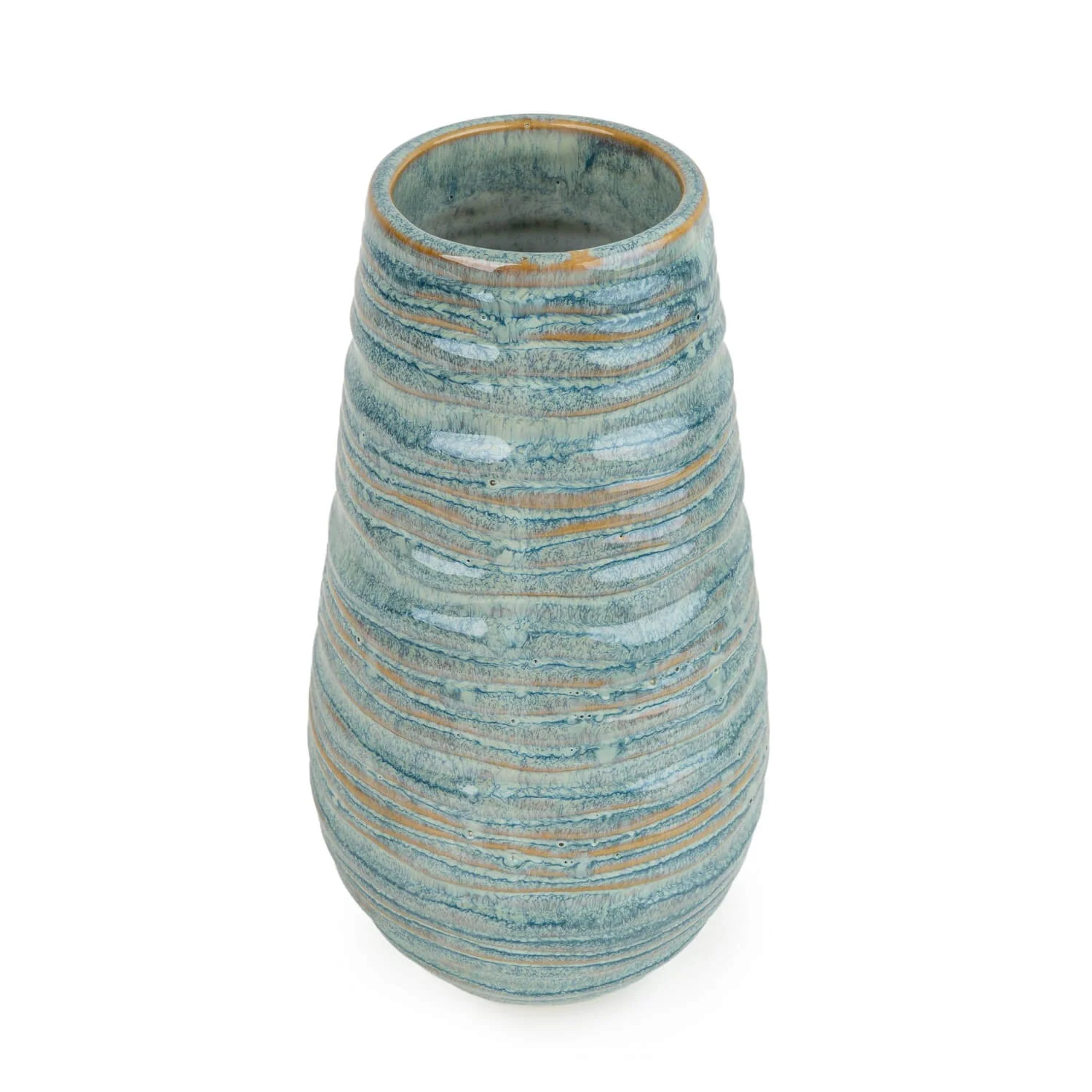 Candlelight Large Ridged Vase - Reactive Blue Glaze - Image 2