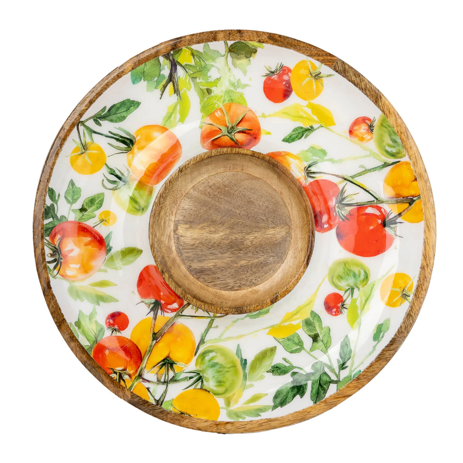 Candlelight Mango Wood Chip & Dip Dish - Tomato - Image 2