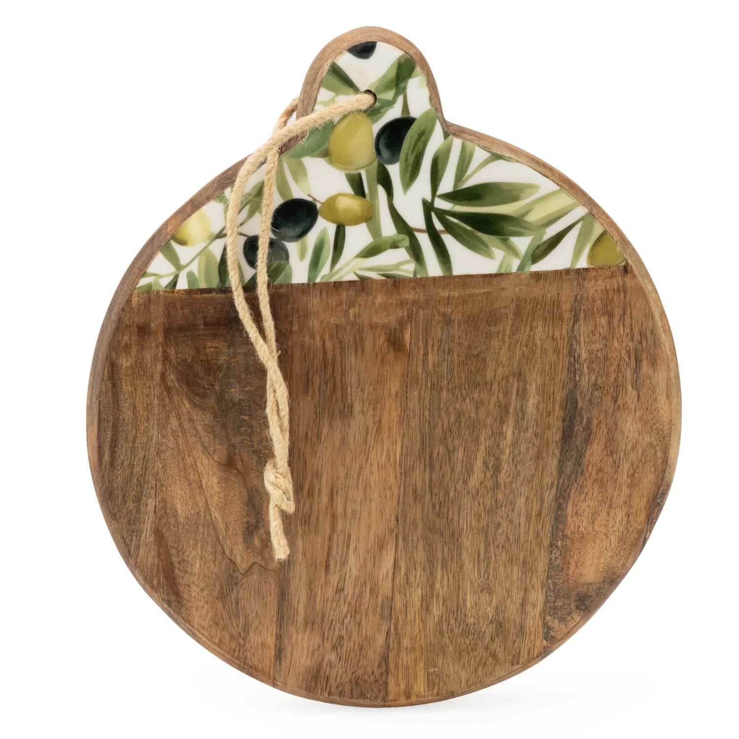 Candlelight Mango Wood Round Chopping Board - Olives