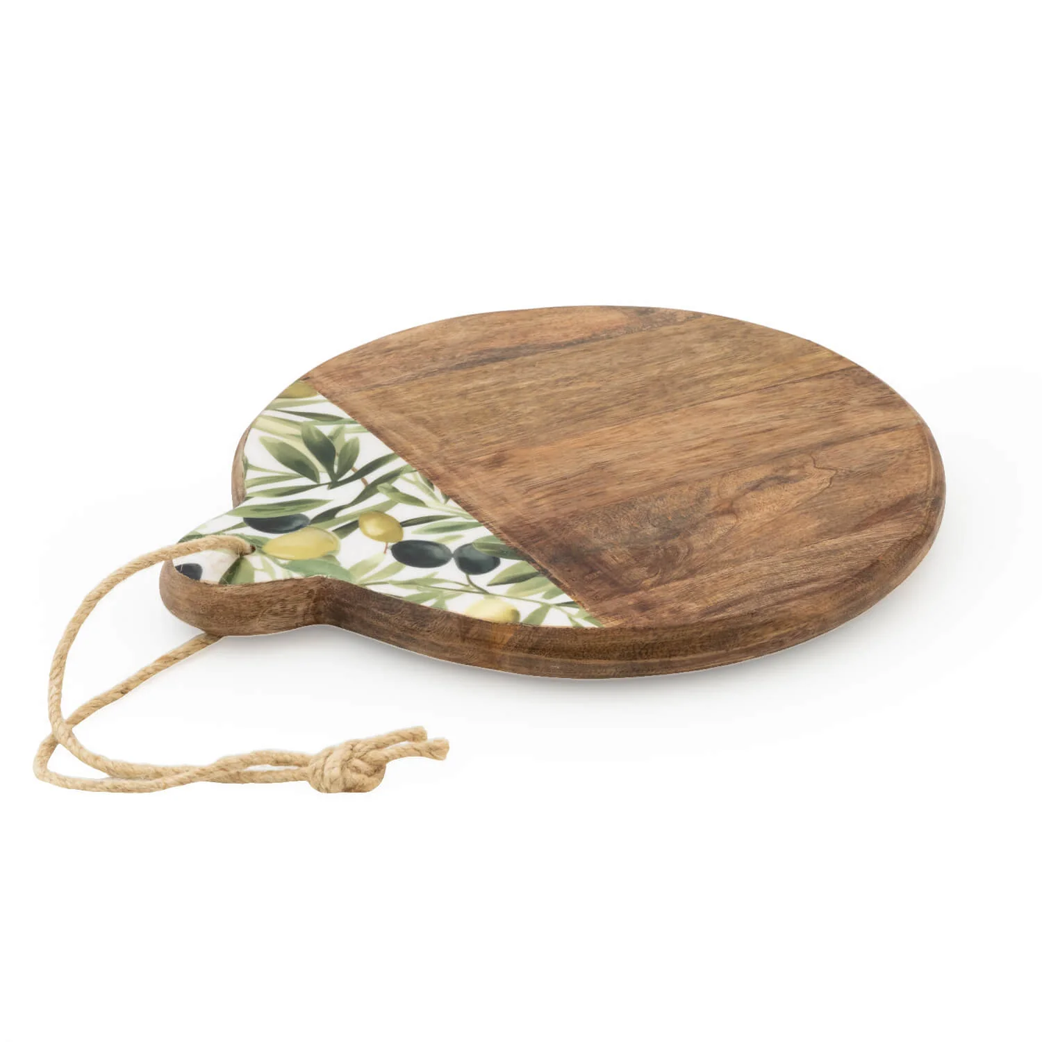 Candlelight Mango Wood Round Chopping Board - Olives - Image 2