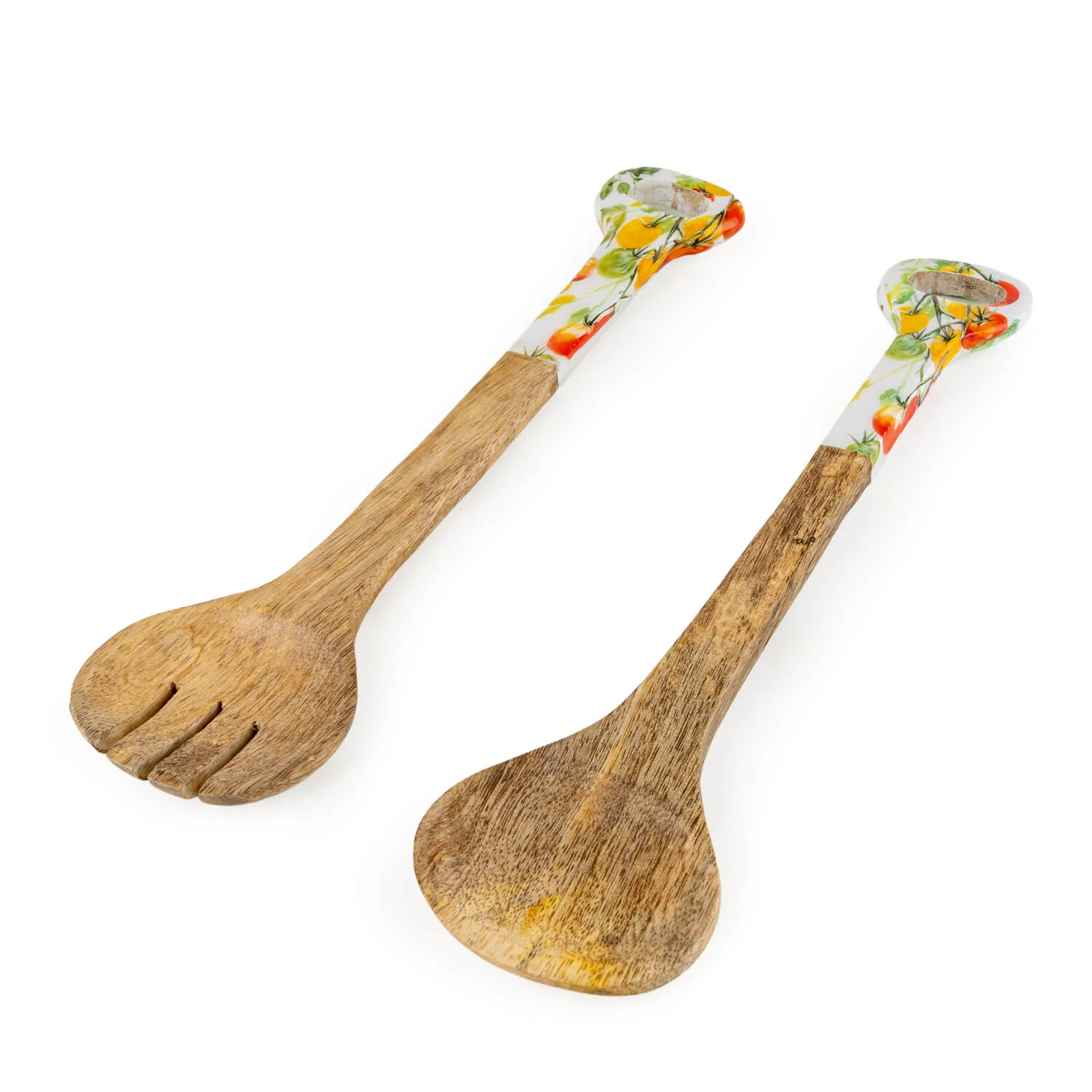 Candlelight Mango Wood Serving Fork & Spoon Set - Tomato - Image 2
