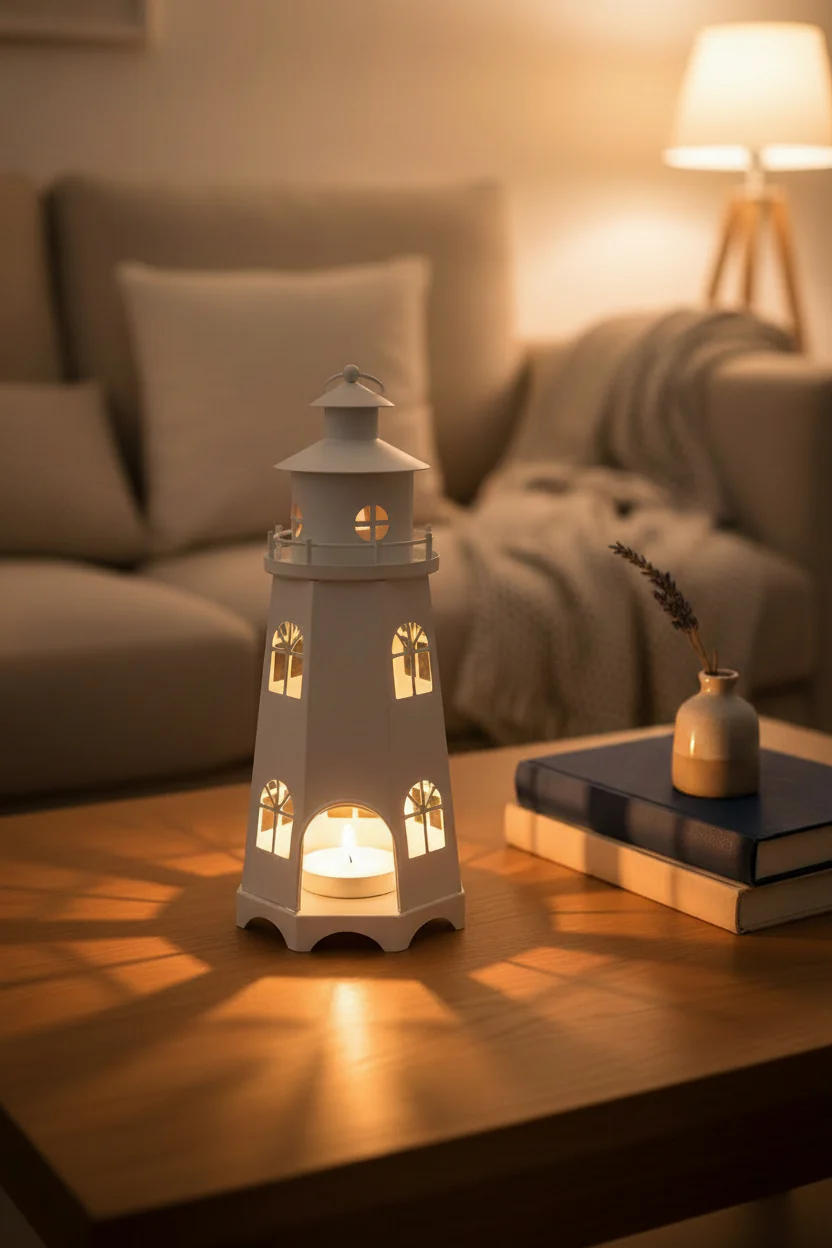Candlelight Lighthouse Lantern - Matt White - Image 4