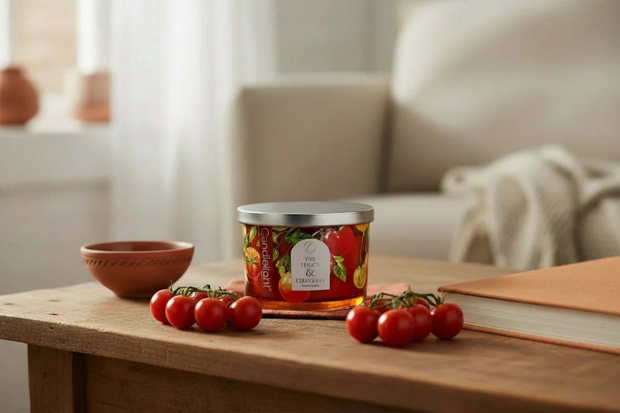 Candlelight Scented Candle Jar - Vine Tomato & Cedarwood - Image 4
