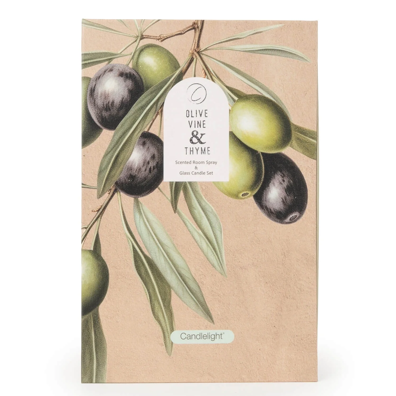 Candlelight Scented Room Spray & Glass Candle Jar Gift Set - Olive Vine & Thyme
