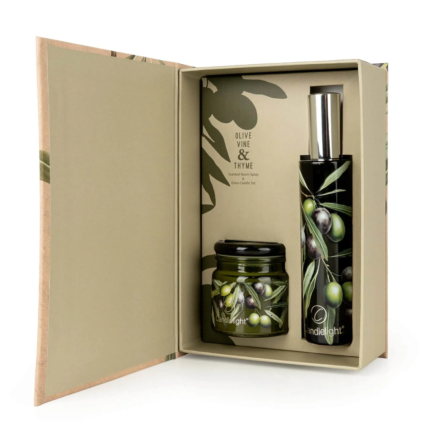 Candlelight Scented Room Spray & Glass Candle Jar Gift Set - Olive Vine & Thyme - Image 2