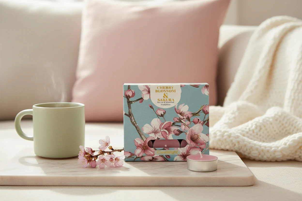 Candlelight Set Of 9 Scented Tealights - Cherry Blossom & Sakura - Image 3