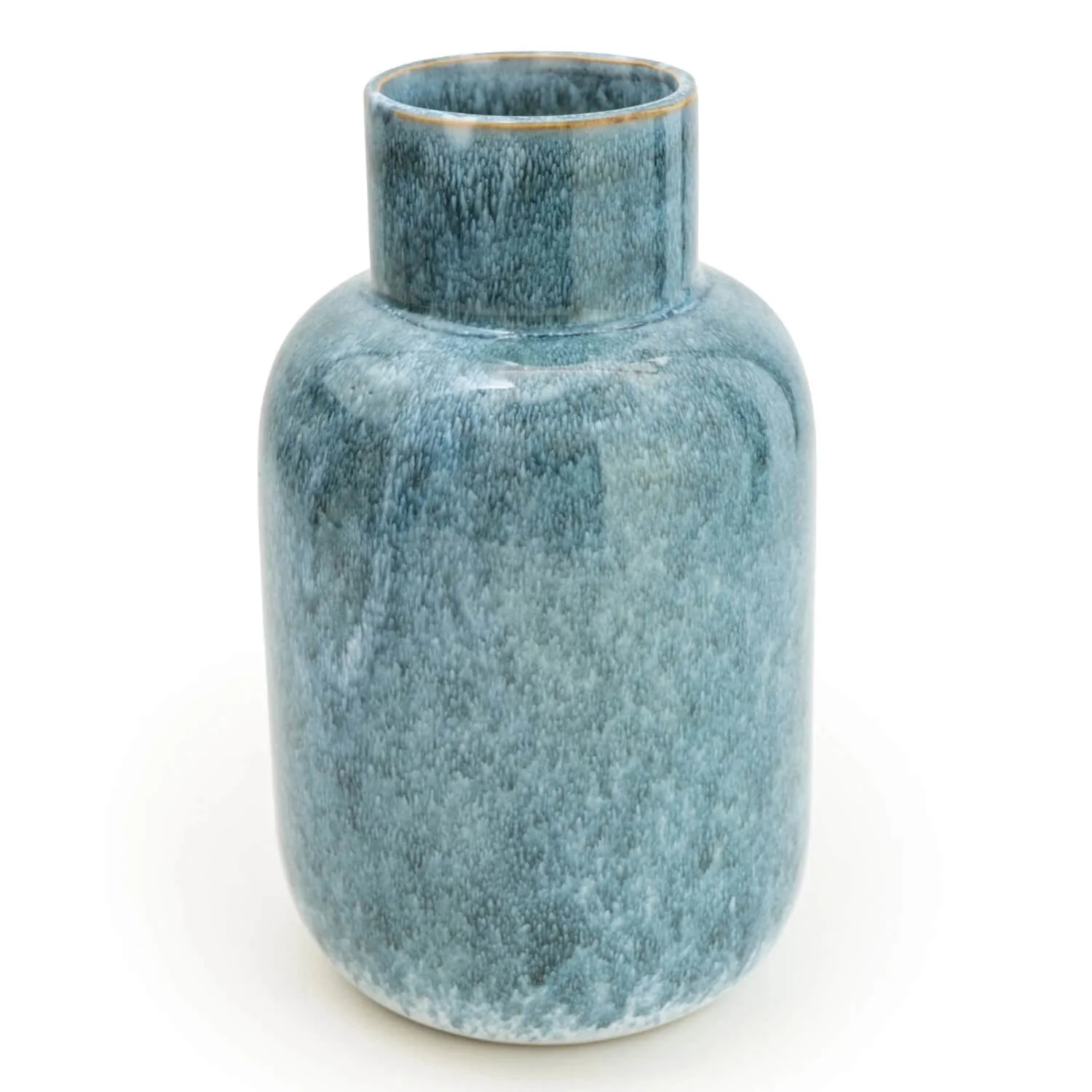 Candlelight Short Neck Bottle Vase - Reactive Blue Glaze - Image 2