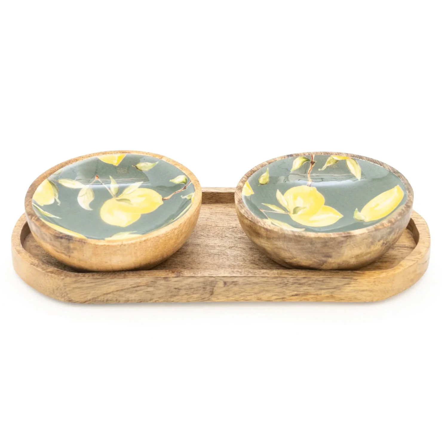 Candlelight Sicilian Orchard 3-Piece Mango Wood Dipping Bowl Set - Lemons - Image 2