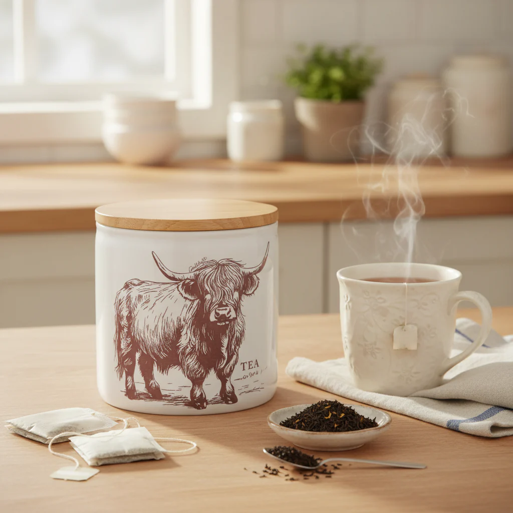 Candlelight Tea Storage Jar - Highland Cow - Image 3