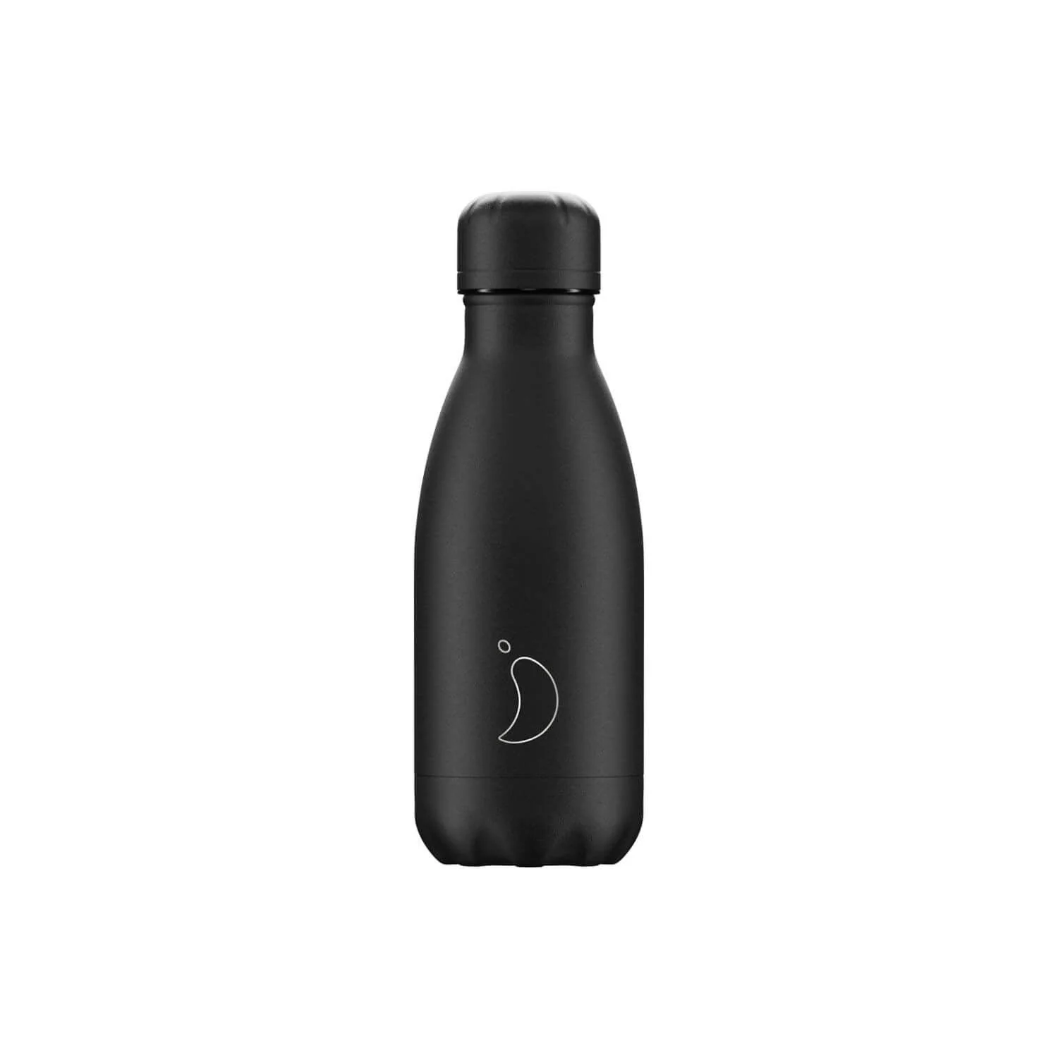 Chilly's 260ml Monochrome Reusable Water Bottle - All Black