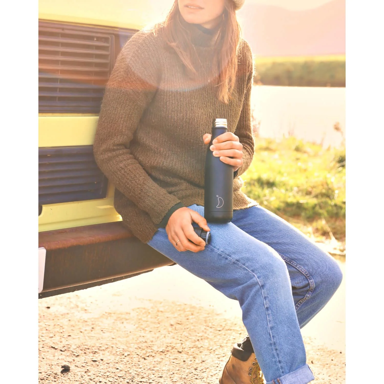 Chilly's 260ml Monochrome Reusable Water Bottle - All Black - Image 2