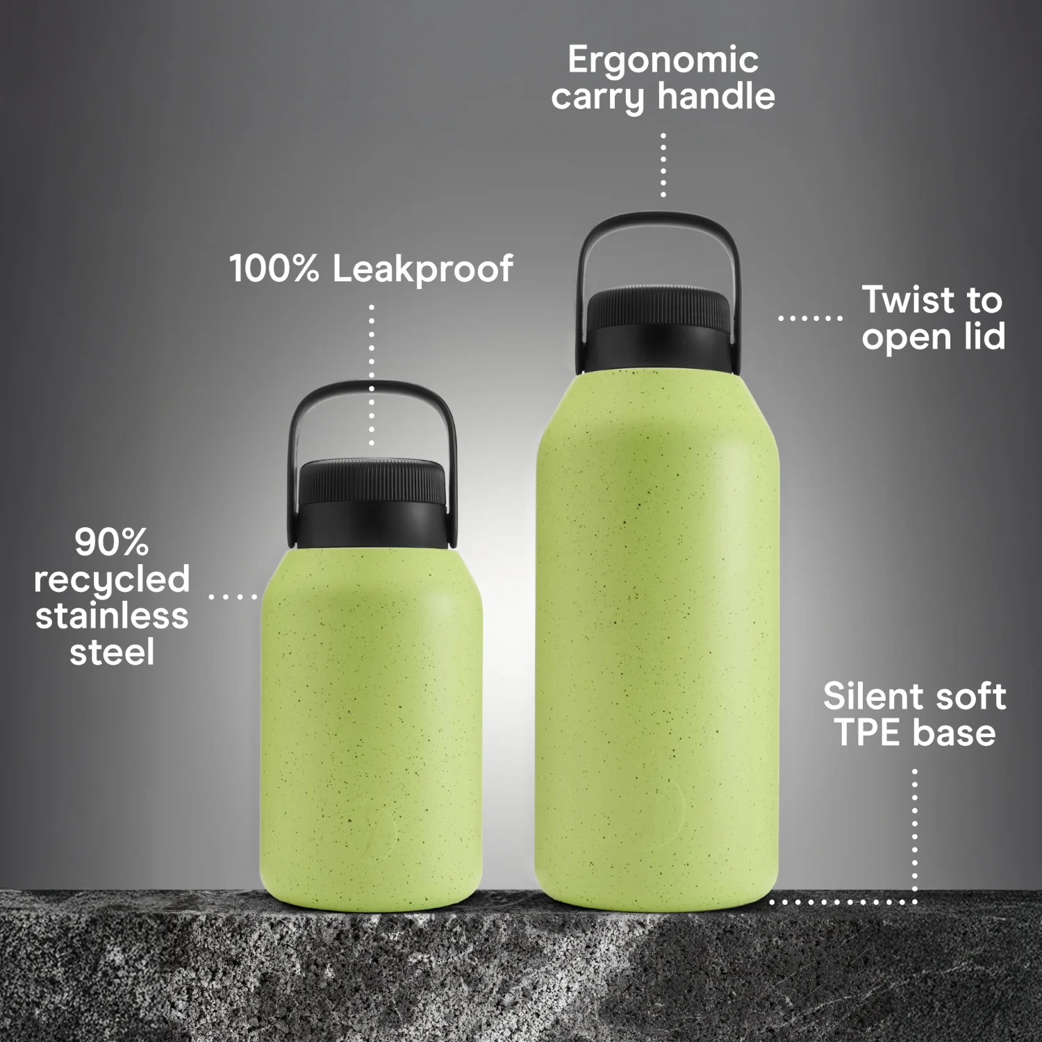 Chilly's Series 2 Big Mouth 2-Litre Water Bottle - Limelite Fleck - Image 6