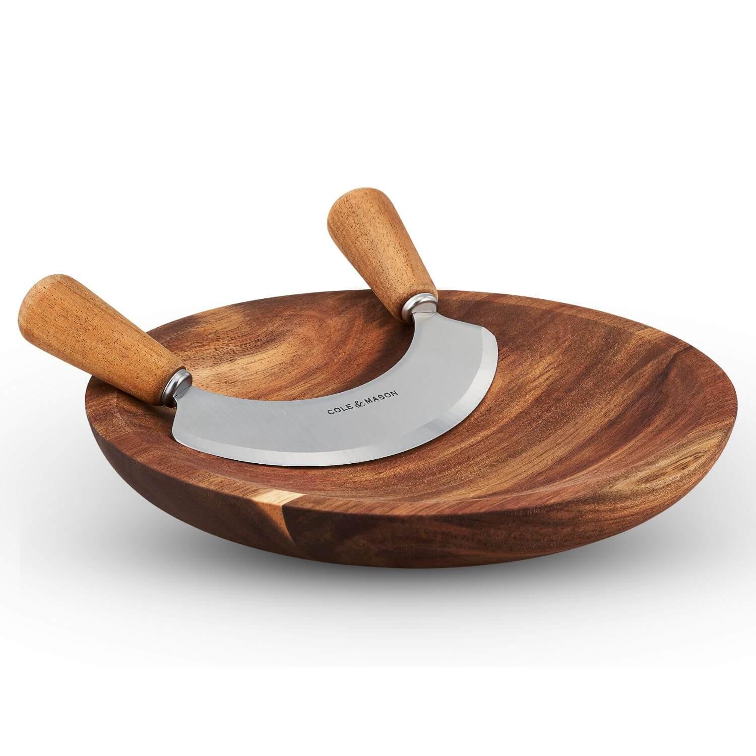 Cole & Mason Ashden Hachoir Mezzaluna Acacia Chopping Board - Image 4