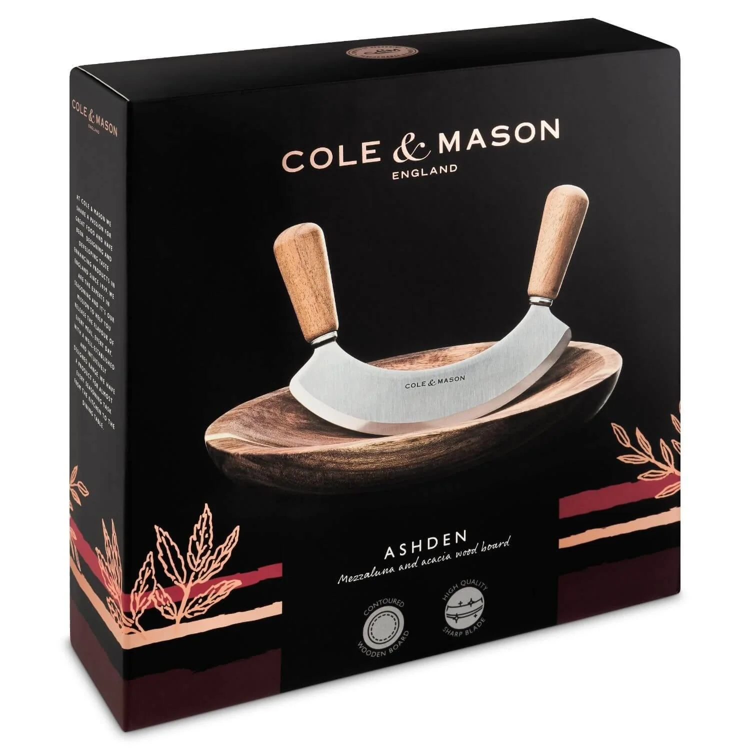 Cole & Mason Ashden Hachoir Mezzaluna Acacia Chopping Board - Image 6