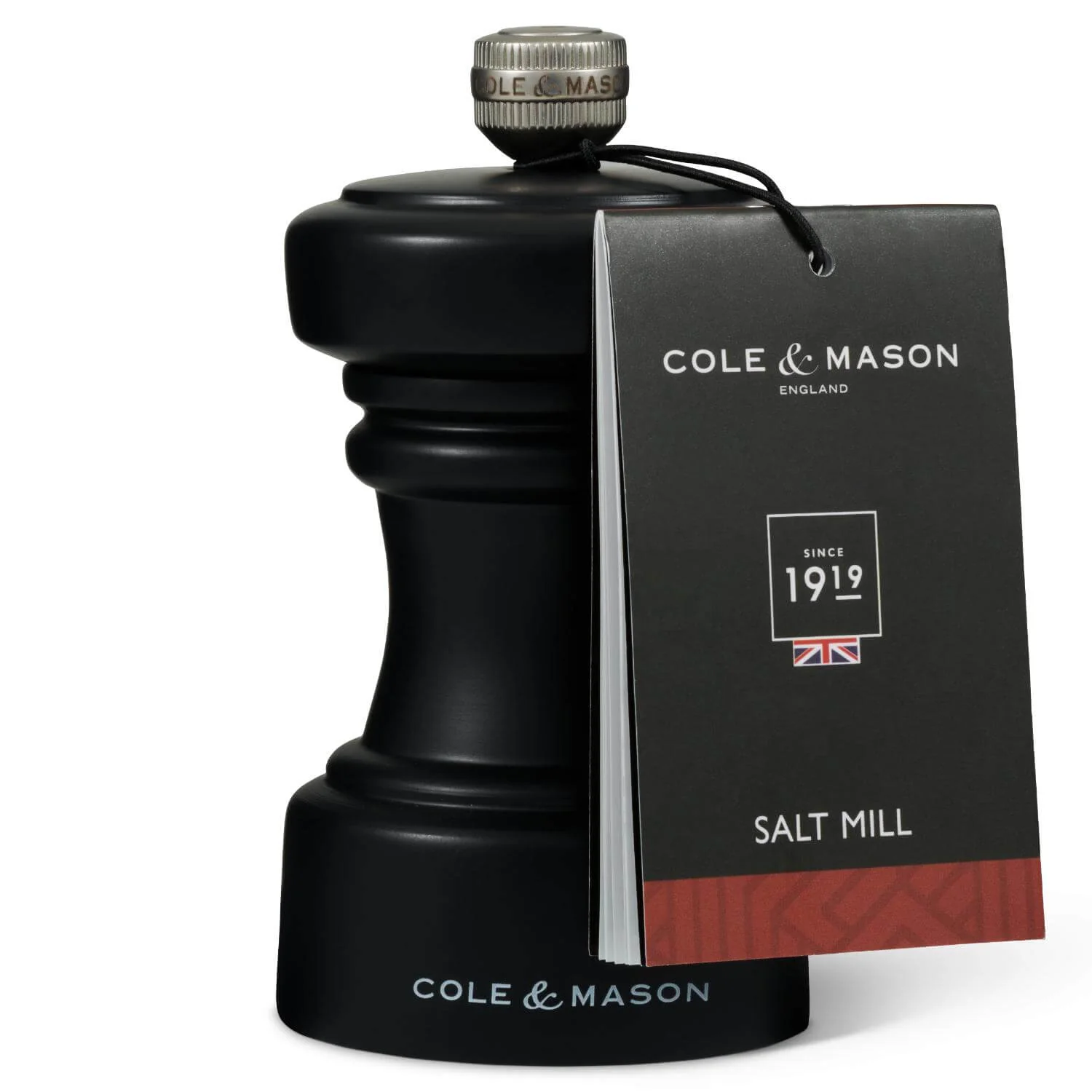 Cole & Mason Hoxton 10.4cm Beech Wood Salt Mill - Black - Image 5