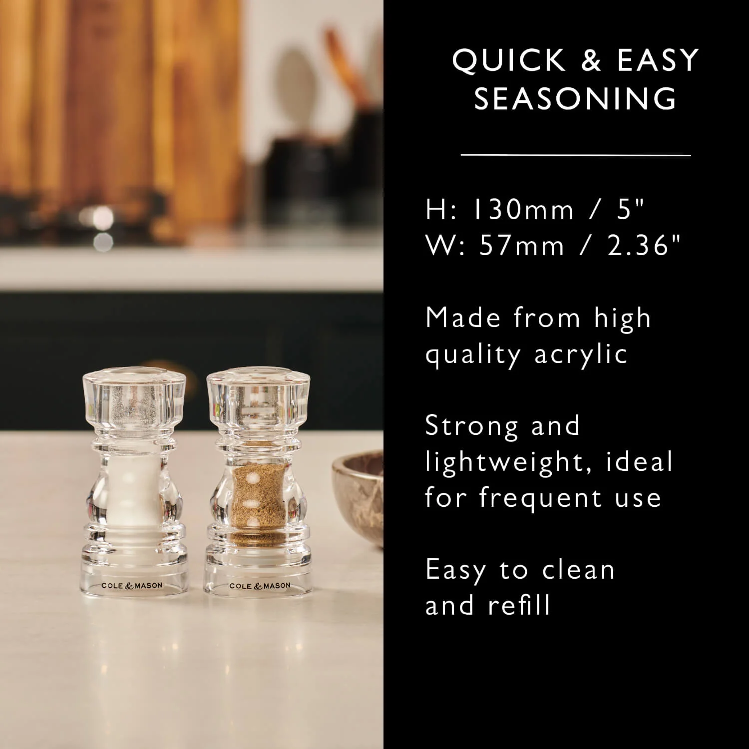 Cole & Mason London 13cm Acrylic Salt & Pepper Shaker Set - Image 5