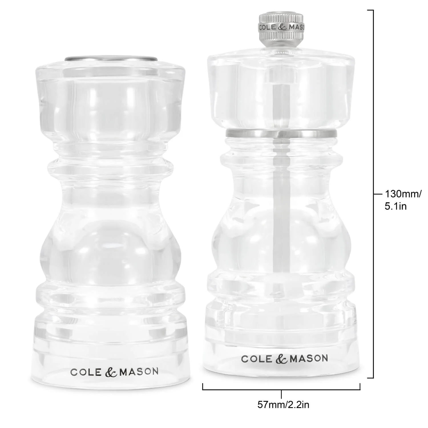 Cole & Mason London 13cm Acrylic Salt Shaker & Pepper Mill Set - Image 14