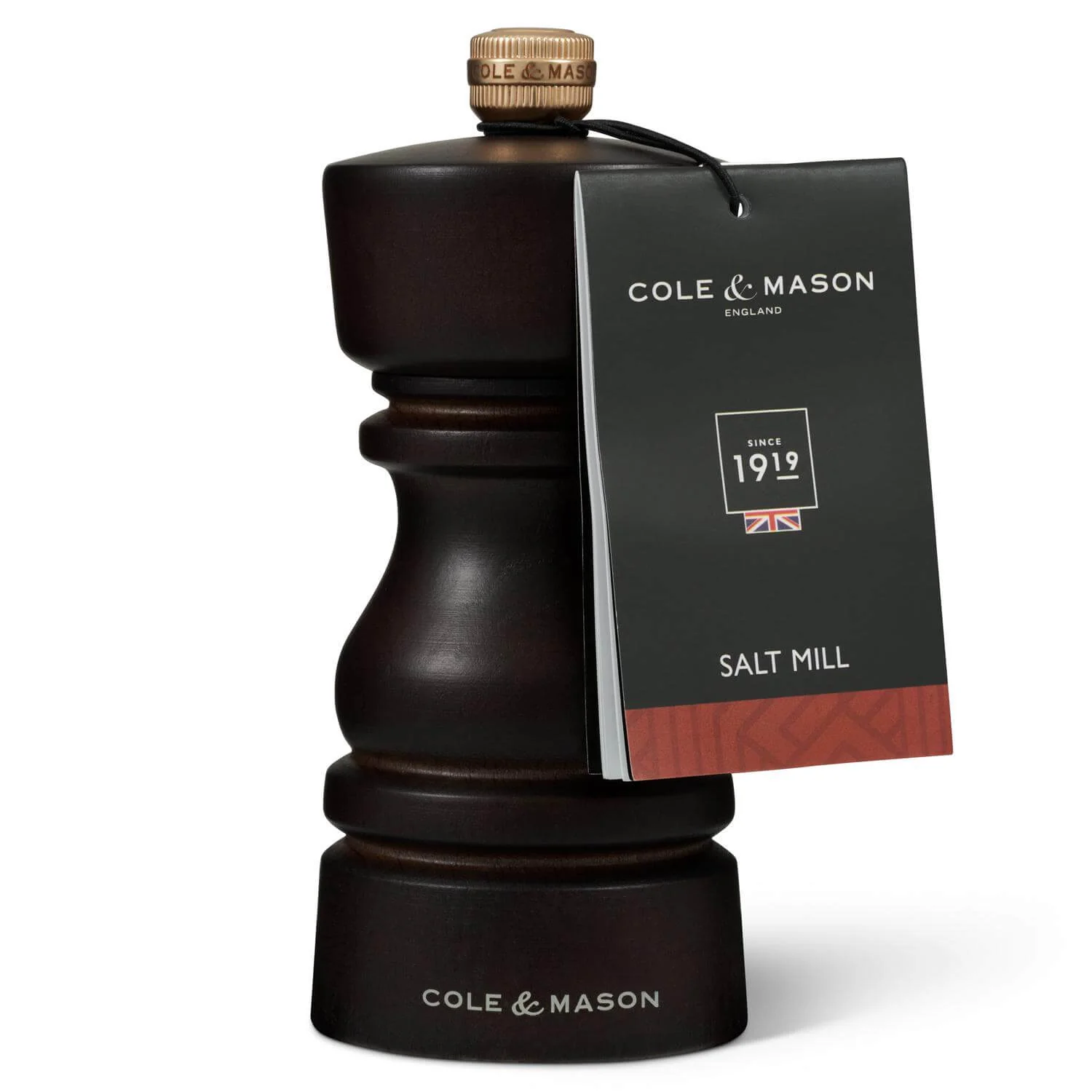 Cole & Mason London 13cm Beech Wood Salt Mill - Dark Chocolate - Image 5