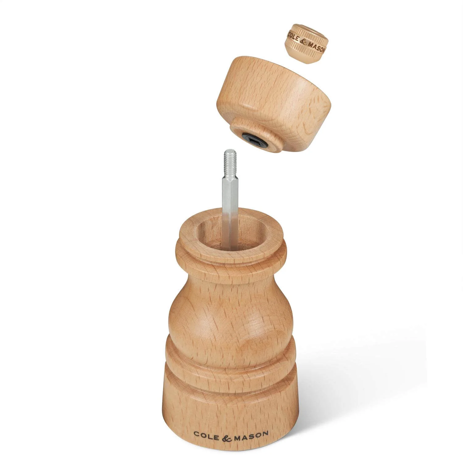 Cole & Mason London 13cm Beech Wood Salt Mill - Natural Beech - Image 2