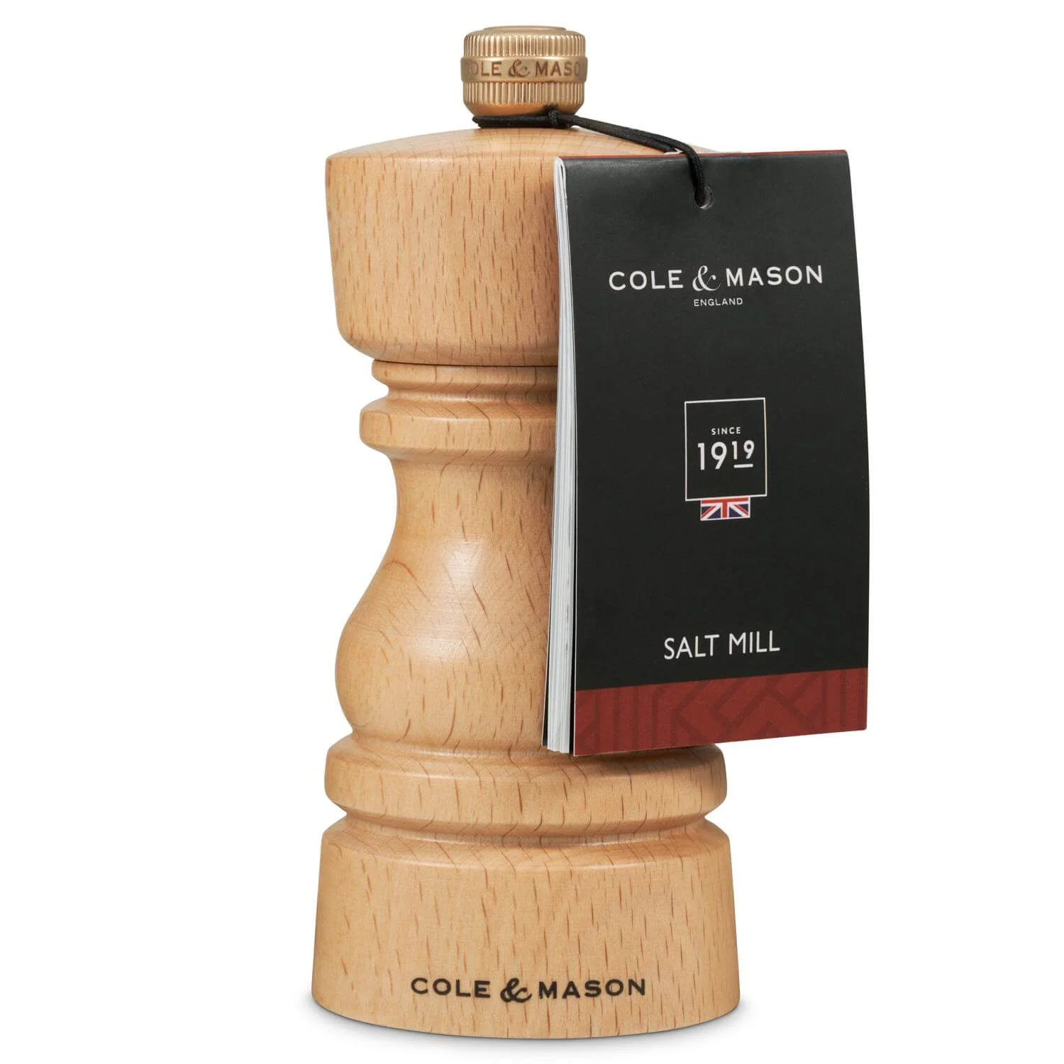 Cole & Mason London 13cm Beech Wood Salt Mill - Natural Beech - Image 4