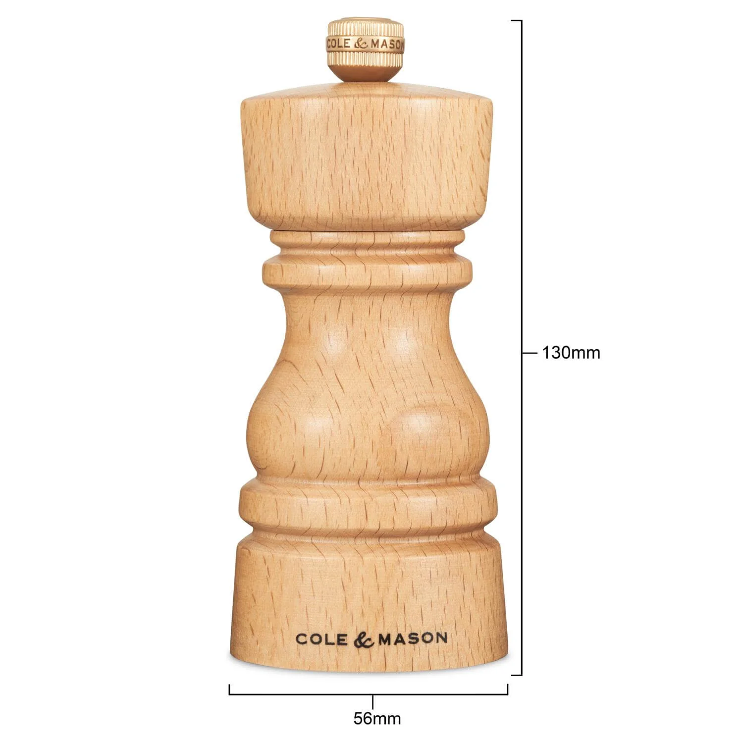 Cole & Mason London 13cm Beech Wood Salt Mill - Natural Beech - Image 5