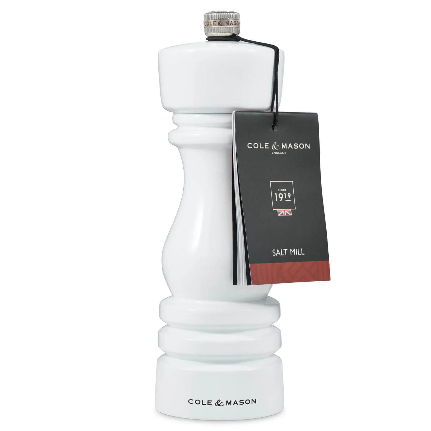 Cole & Mason London 18cm Beech Wood Salt Mill - Gloss White - Image 5
